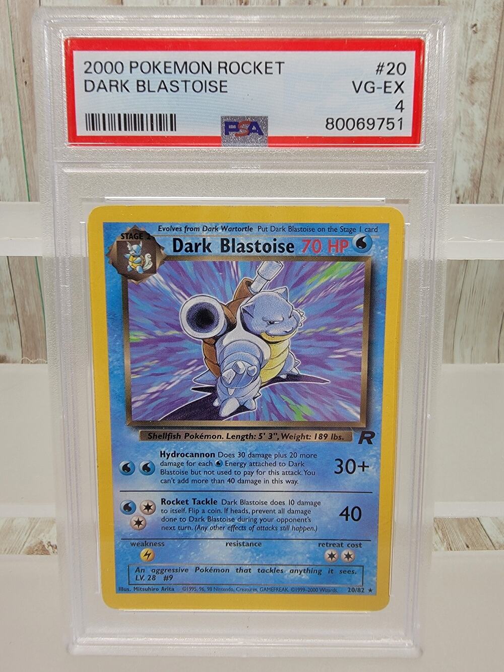 PSA 4 Dark Blastoise 20/82 2000 Team Rocket Rare Pokémon Card